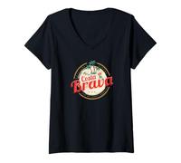 Femme Costa Brava Vintage Catalogne Espagne Souvenir Vacances T-Shirt avec Col en V