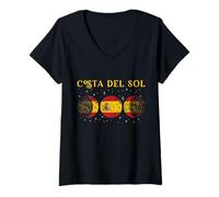 Femme Costa Del Sol Drapeau Espagne Vacances Espagne Souvenir T-Shirt avec Col en V