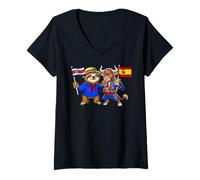Femme Costa Rica Espagne Racines Drapeau Costaricien Espagnol T-Shirt avec Col en V