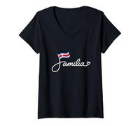Femme Costa Rica Familia - Word Art du Drapeau du Costa Rica Famille T-Shirt avec Col en V
