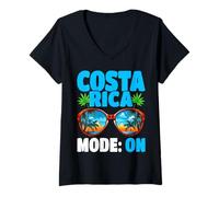 Femme Costa Rica Mode on Lunettes de Soleil de Vacances Voyage Costa Rica T-Shirt avec Col en V