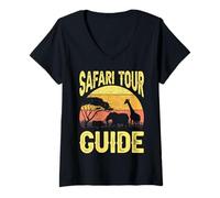 Femme Costume Amusant de Guide Touristique Safari - Animaux T-Shirt avec Col en V