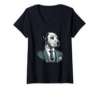 Femme Costume dalmatien pour chien T-Shirt avec Col en V