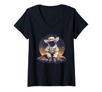 Femme Costume d'astronaute de rodéo pour cowboy et amoureux de l'espace T-Shirt avec Col en V