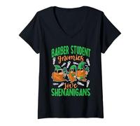 Femme Costume de barbier Amusant pour la Saint-Patrick T-Shirt avec Col en V