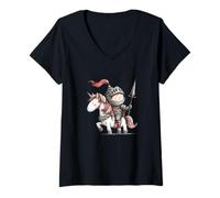 Femme Costume de Chevalier pour Enfant avec Licorne Amusante T-Shirt avec Col en V