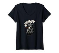 Femme Costume de Cigare Mortel pour Les Amateurs de Faucheuse T-Shirt avec Col en V