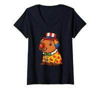 Femme Costume de clown Capybara amusant pour les amoureux des animaux T-Shirt avec Col en V
