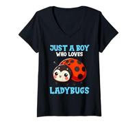 Femme Costume de Coccinelle pour garçons Qui Aiment Les coccinelles T-Shirt avec Col en V