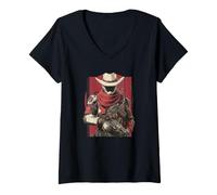 Femme Costume de Cowboy Cool Adventure Space T-Shirt avec Col en V