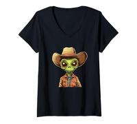 Femme Costume de cowboy extraterrestre pour les créateurs de tendances intergalactiques T-Shirt avec Col en V