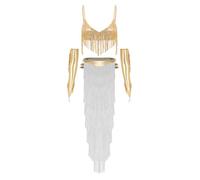 Femme Costume De Danse Du Ventre Oriental Ensemble Danseuse Arabe Or XXL