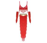 Femme Costume De Danse Du Ventre Oriental Ensemble Danseuse Arabe Rouge L
