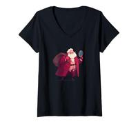 Femme Costume de détective de Père Noël avec loupe T-Shirt avec Col en V