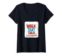 Femme Costume de Dicton Walk That Talk T-Shirt avec Col en V