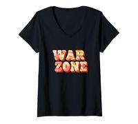 Femme Costume de Discours coloré de la Zone de Guerre T-Shirt avec Col en V