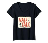 Femme Costume de Discours Walk That Talk pour Les Amateurs d'idiome T-Shirt avec Col en V