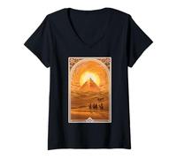 Femme Costume de Dune de Sable du désert - Chemin de Chaleur - Vaste Afrique T-Shirt avec Col en V