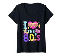 Femme Costume De Fête Rétro Des Années 80 I Love The 80s T-Shirt avec Col en V