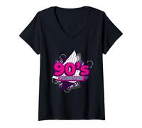 Femme Costume de fête RNB Eurodance des années 90 Back to The 90s T-Shirt avec Col en V