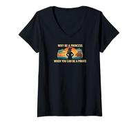 Femme Costume de Fille « Why Be A Princess When You Can Be A Pirate » T-Shirt avec Col en V