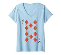 Femme Costume de Groupe de dix Diamants pour Halloween T-Shirt avec Col en V