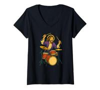Femme Costume de Jésus cool avec tambour à bascule pour garçons et filles T-Shirt avec Col en V