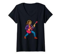 Femme Costume de Jésus de guitare électrique cool pour adultes et enfants T-Shirt avec Col en V