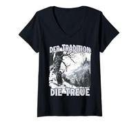 Femme Costume de Krampus, Masque maléfique de Perchten, Nicholas T-Shirt avec Col en V
