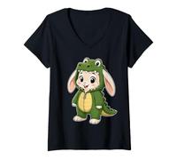 Femme Costume de Lapin en Crocodile pour Filles et Enfants T-Shirt avec Col en V