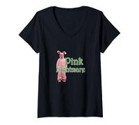 Femme Costume de Lapin Rose Cauchemar Art Graphique T-Shirt avec Col en V