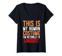 Femme Costume de linguiste drôle Langue Science Recherche Linguistique T-Shirt avec Col en V