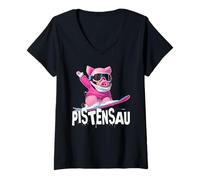 Femme Costume de Luxe après-Ski Snowboarden Wild Pisten-Sau T-Shirt avec Col en V