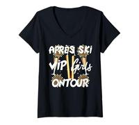 Femme Costume de Luxe Team Crew Spruch Apres Ski VIP Girls on Tour T-Shirt avec Col en V