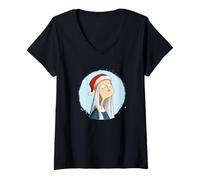 Femme Costume de Marie de Nazareth avec Chapeau de Noël T-Shirt avec Col en V