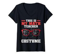 Femme Costume de Math Nerd This is My Math Teacher T-Shirt avec Col en V