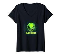 Femme Costume de Monstre Extraterrestre avec Discours grincé T-Shirt avec Col en V