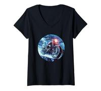 Femme Costume de Moto Patriotique tempête et Cool T-Shirt avec Col en V