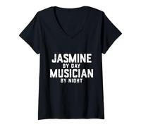 Femme Costume de Musicien Jasmine Gen Z Musique millénaire Chanson de Jasmine T-Shirt avec Col en V