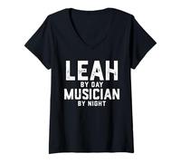 Femme Costume de Musicien Leah Gen Z Millennial Music Leah Song T-Shirt avec Col en V