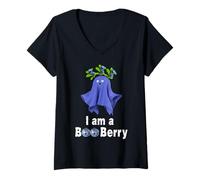 Femme Costume de Myrtille Effrayant fantôme Boo Baie Jeu de Mots Halloween T-Shirt avec Col en V