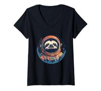 Femme Costume de paresseux amusant avec casque d'astronaute T-Shirt avec Col en V