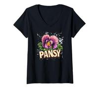Femme Costume de pensées pour Fleurs Sauvages et Saison de Jardinage T-Shirt avec Col en V