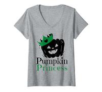 Femme Costume de Princesse Citrouille pour Halloween T-Shirt avec Col en V