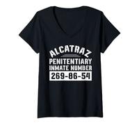 Femme Costume de prisonnier d'Alcatraz pour Halloween T-Shirt avec Col en V