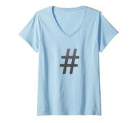 Femme Costume de Signe de hachage T-Shirt avec Col en V