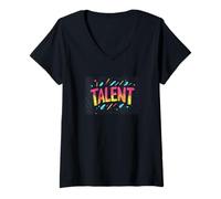 Femme Costume de Talent Vibrant T-Shirt avec Col en V