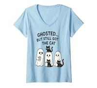 Femme Costume d'halloween Amusant Ghosted Still Got The Cat T-Shirt avec Col en V