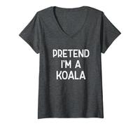 Femme Costume d'halloween Amusant Pretend I'm A Koala Last Minute T-Shirt avec Col en V