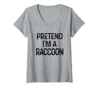 Femme Costume d'halloween Amusant Pretend I'm A Racoon Last Minute T-Shirt avec Col en V